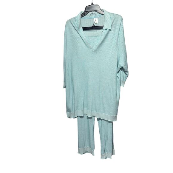 Liz Claiborne Light Blue Waffle Knit Lounge Set Women’s Plus Size 3X Sleepwear - Picture 2 of 11